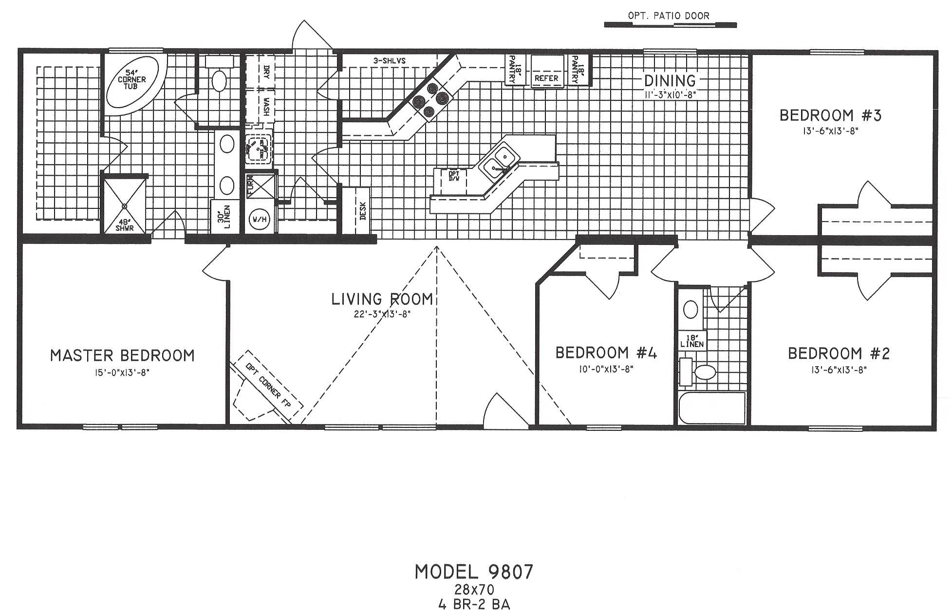 4 Bedroom Floor Plan: C-9807 - Hawks Homes | Manufactured ...