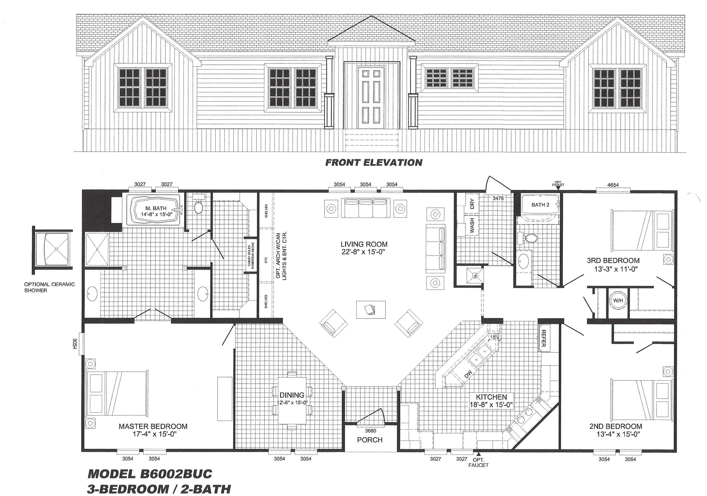 Bedroom Floor Plan: B-6002 - Hawks Homes Manufactured & Modular