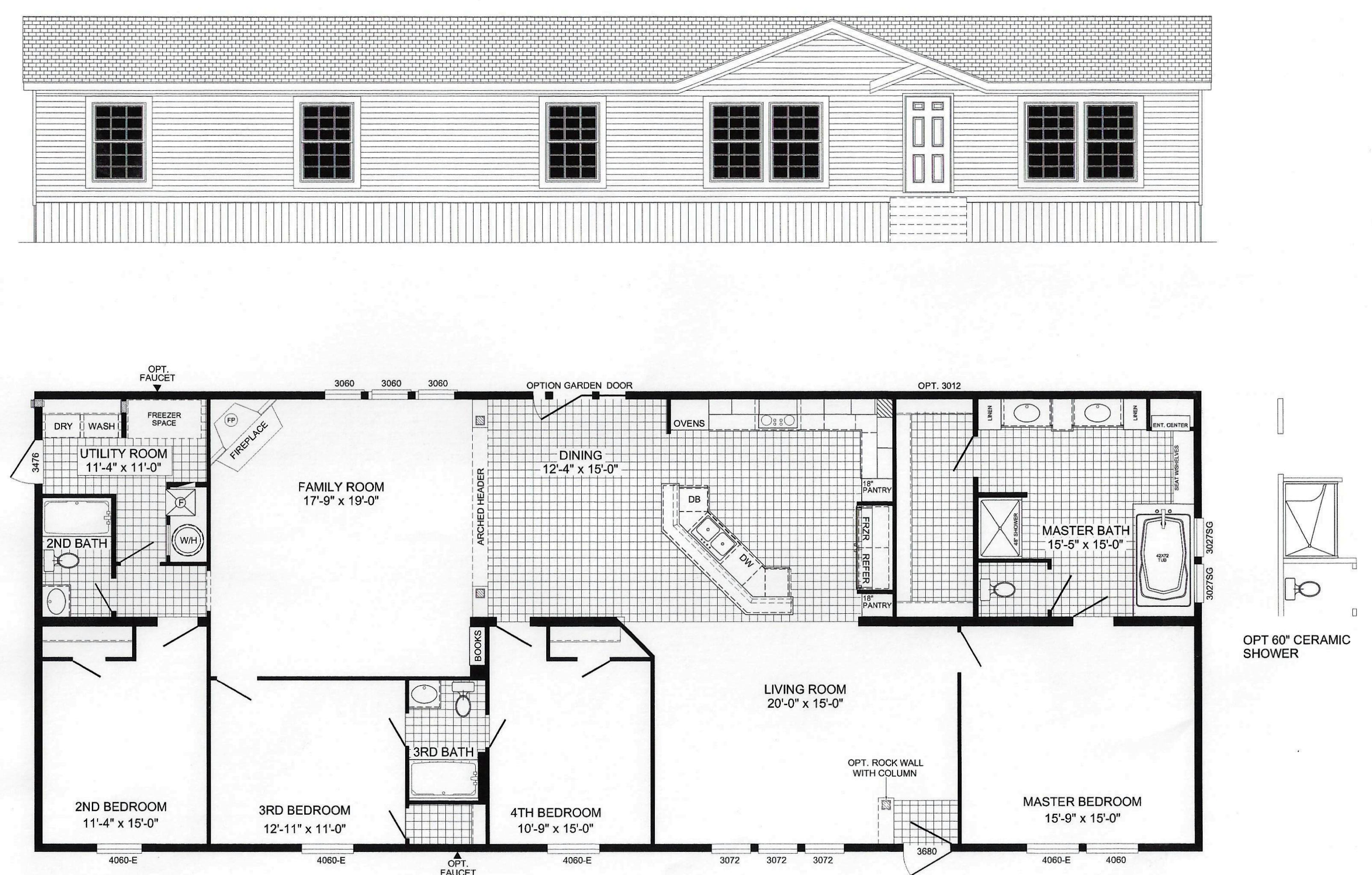 4 Bedroom Floor Plan B 6010 Hawks Homes Manufactured And Modular