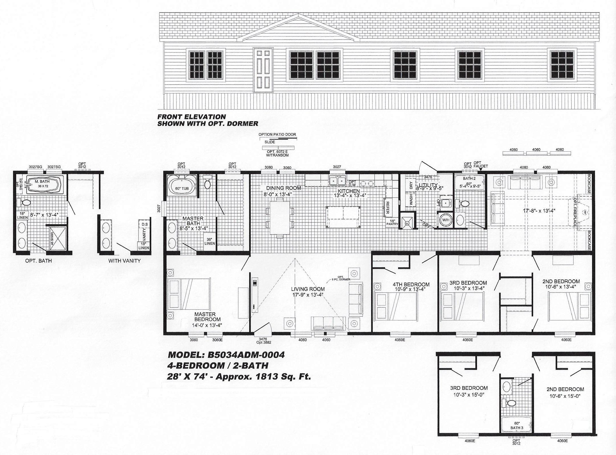 4 Bedroom Floor Plan: B-5034 - Hawks Homes | Manufactured ...