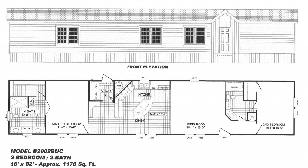 2 Bedroom Floor Plan B2002 Hawks Homes Manufactured