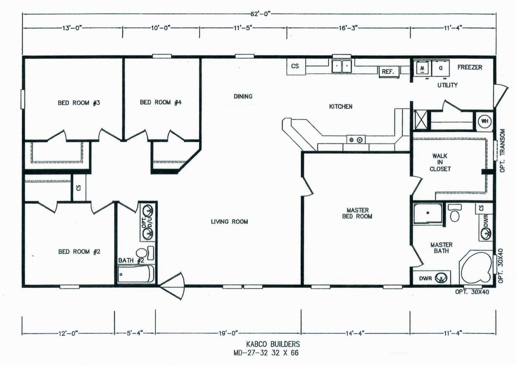 4 Bedroom Floor Plan: K-MD-27 - Hawks Homes