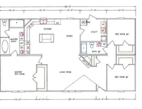 3 Bedroom Floor Plan: MD-52